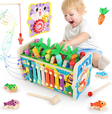 8in1 Wooden Multi-functional Fishing Harvest Turnips Game